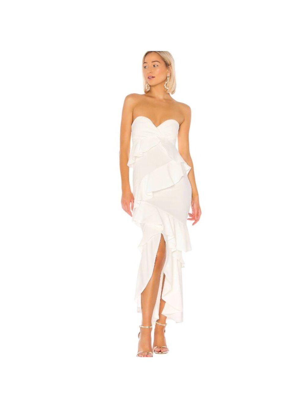 NWT Lovers + Friends This Is It Gown Strapless Tiered Ruffle Maxi Dress S